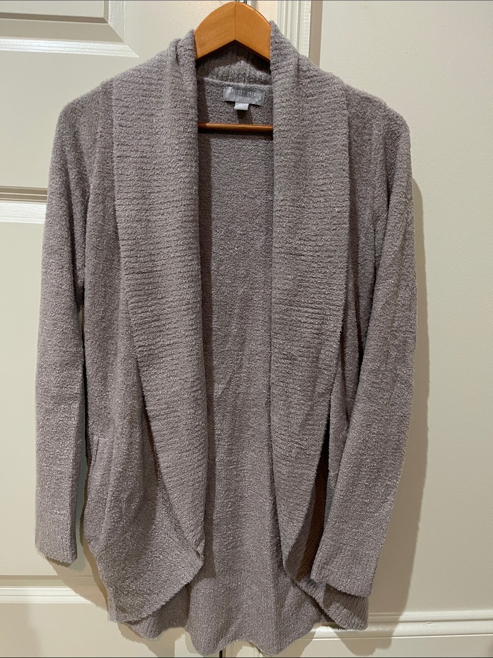 Barefoot Dreams Taupe Cozy Open-Front Cardigan